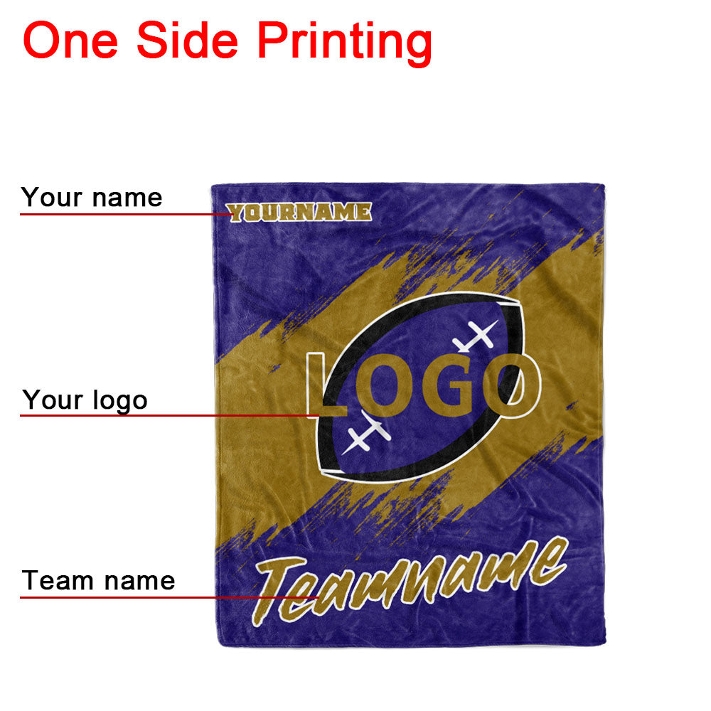 custom ultra-soft micro fleece blanket purple-gold