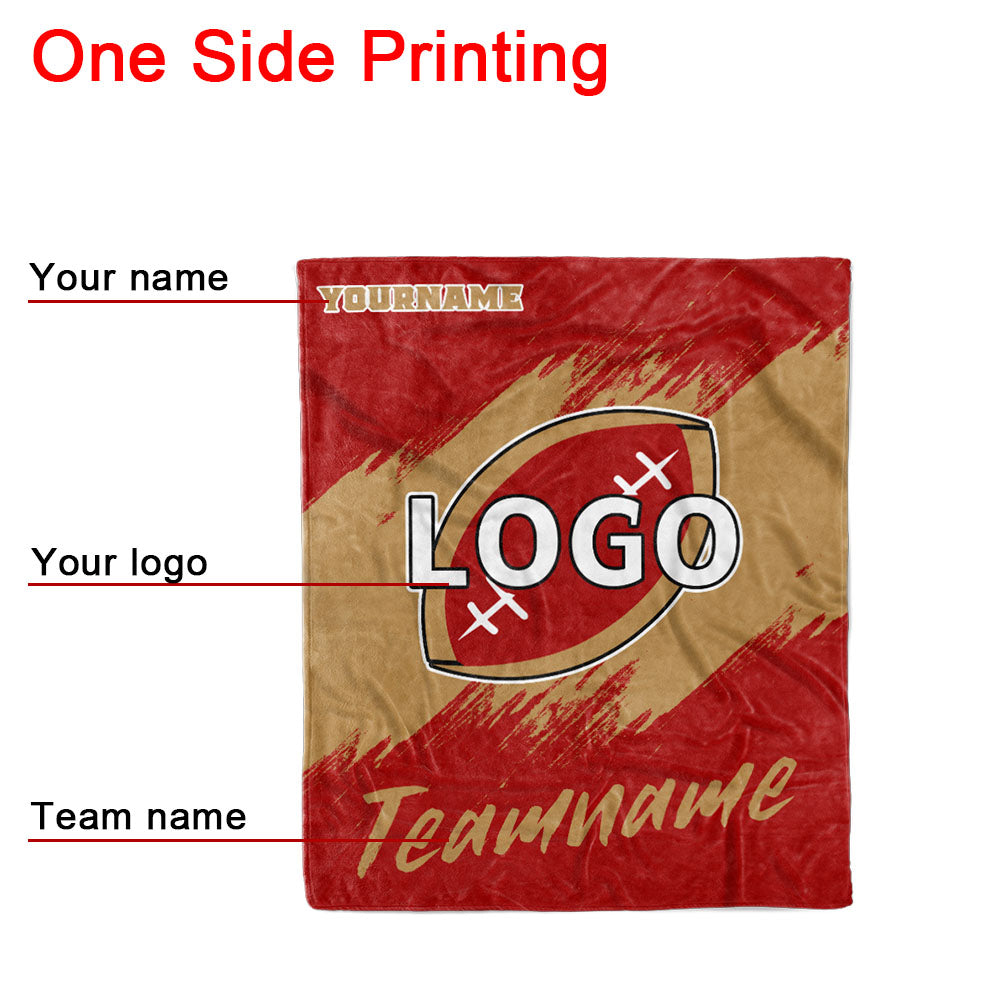 custom ultra-soft micro fleece blanket red-gold