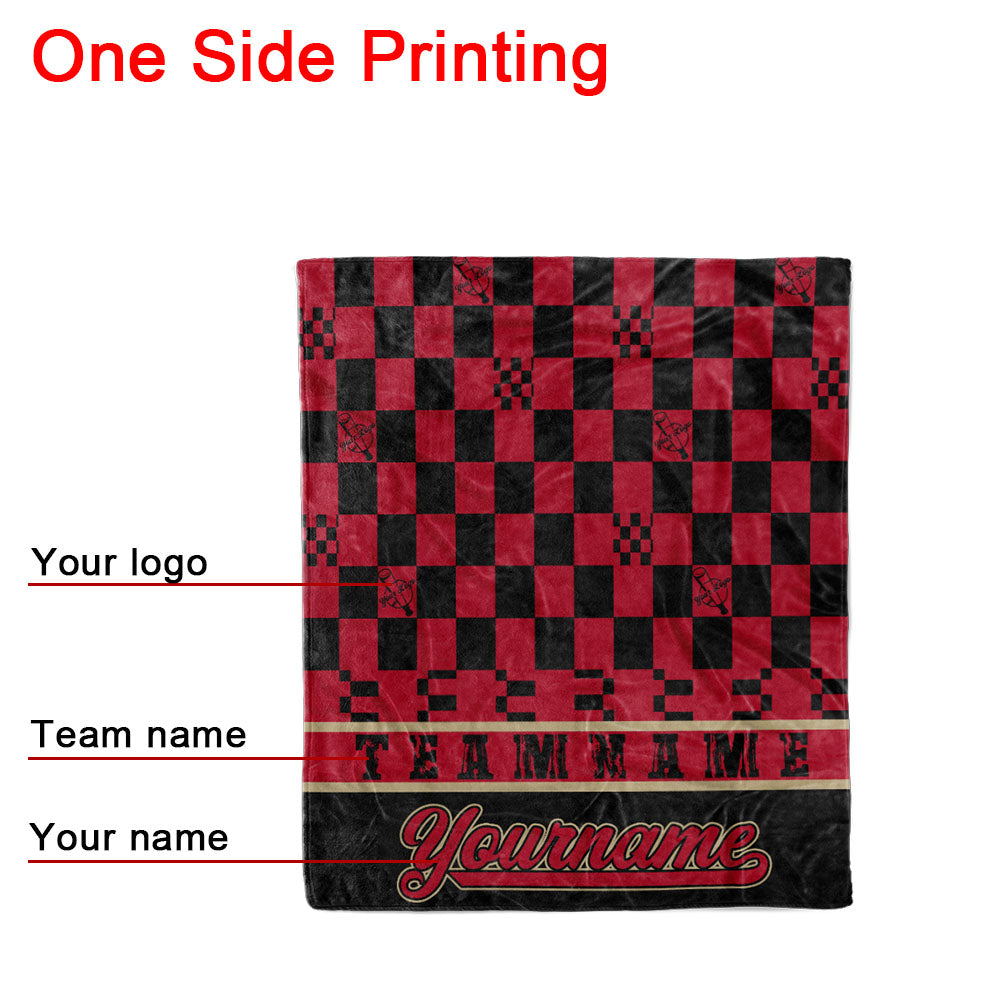 custom ultra-soft micro fleece blanket black-red