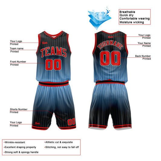 custom stripe gradient basketball suit for adults and kids personalized jersey