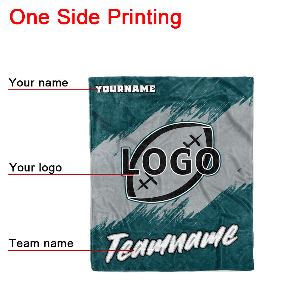 custom ultra-soft micro fleece blanket midnight green-gray
