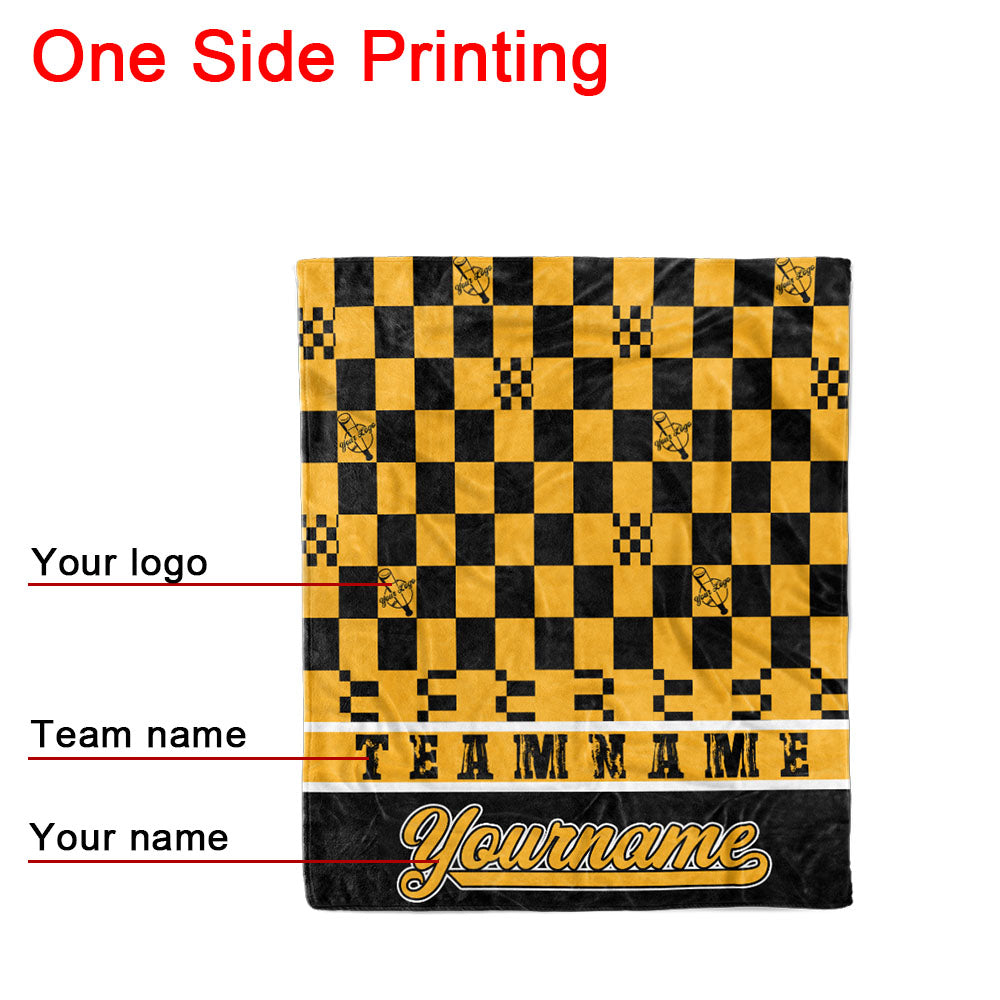 custom ultra-soft micro fleece blanket black-yellow