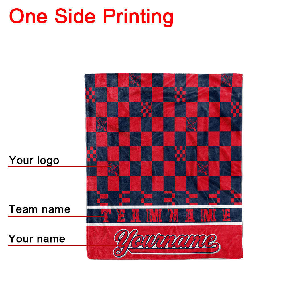 custom ultra-soft micro fleece blanket red-navy