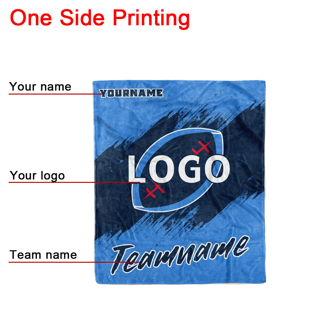 custom ultra-soft micro fleece blanket powder blue-navy