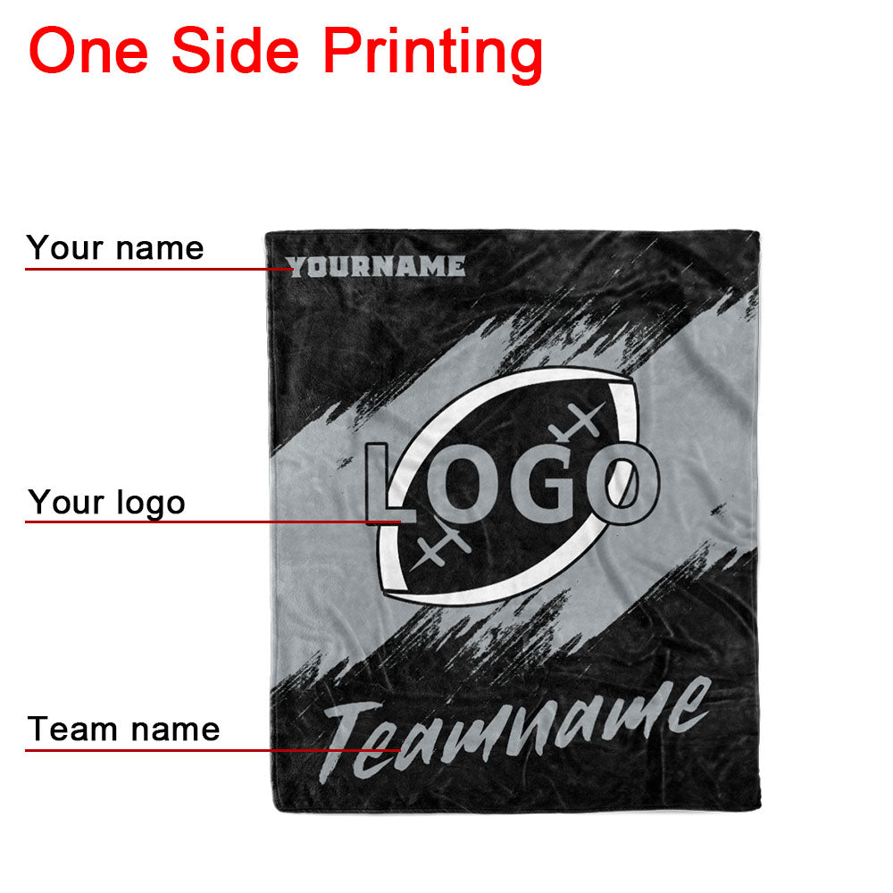 custom ultra-soft micro fleece blanket black-gray