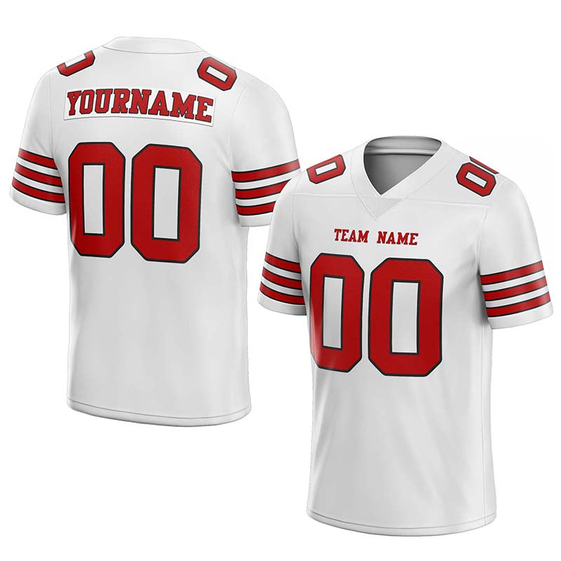 Custom Brown White-Red Mesh Authentic Football Jersey