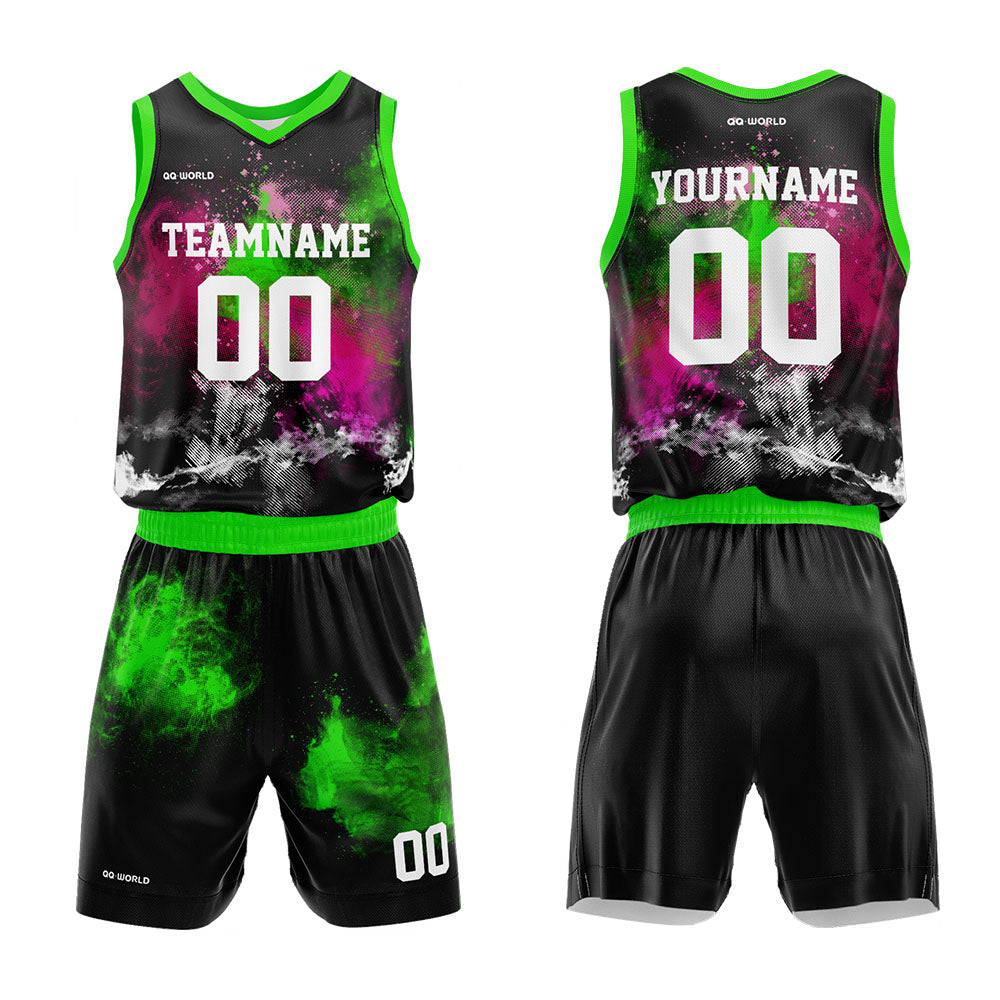 custom dazzle color basketball suit for adults and kids personalized jersey green