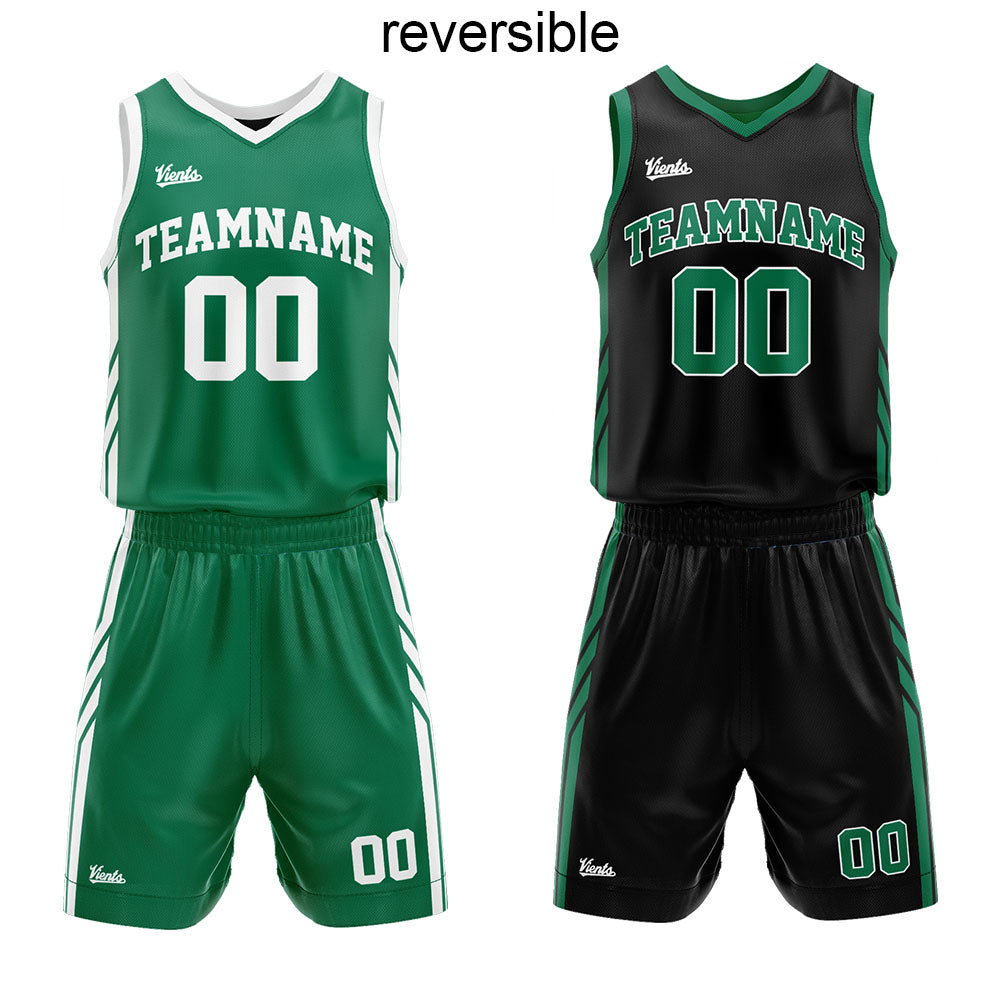 custom reversible basketball suit for adults and kids personalized jersey green-black
