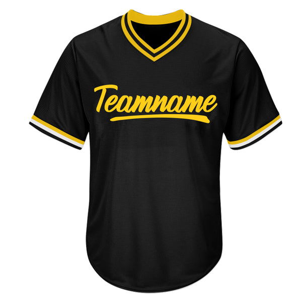 Custom Baseball Jersey Black-Yellow – Vients