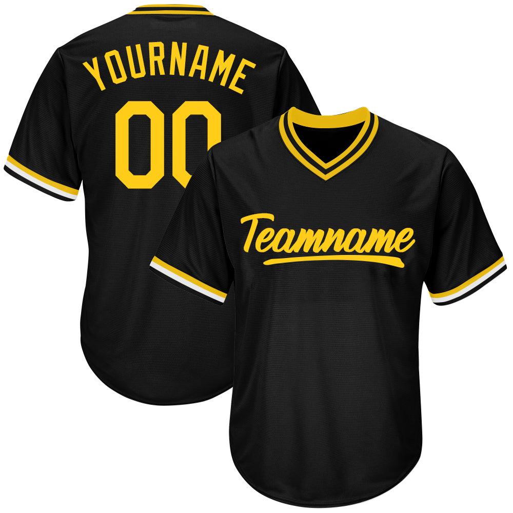 Custom Baseball Jersey Black-Yellow – Vients