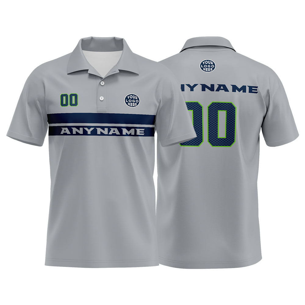 Custom Football Polo Shirts for Men, Women, and Kids Add Your Unique Logo&Text&Number Seattle
