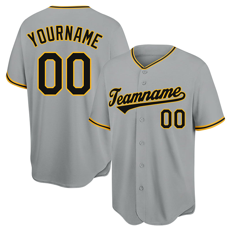 Customized Authentic Baseball Jersey Gray-Black-Yellow Mesh – Vients