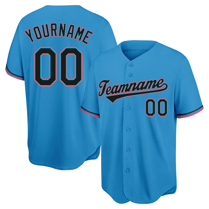 Custom Powder Blue Red Pinstripe Black Authentic Baseball Jersey Sale –  UKSN INC