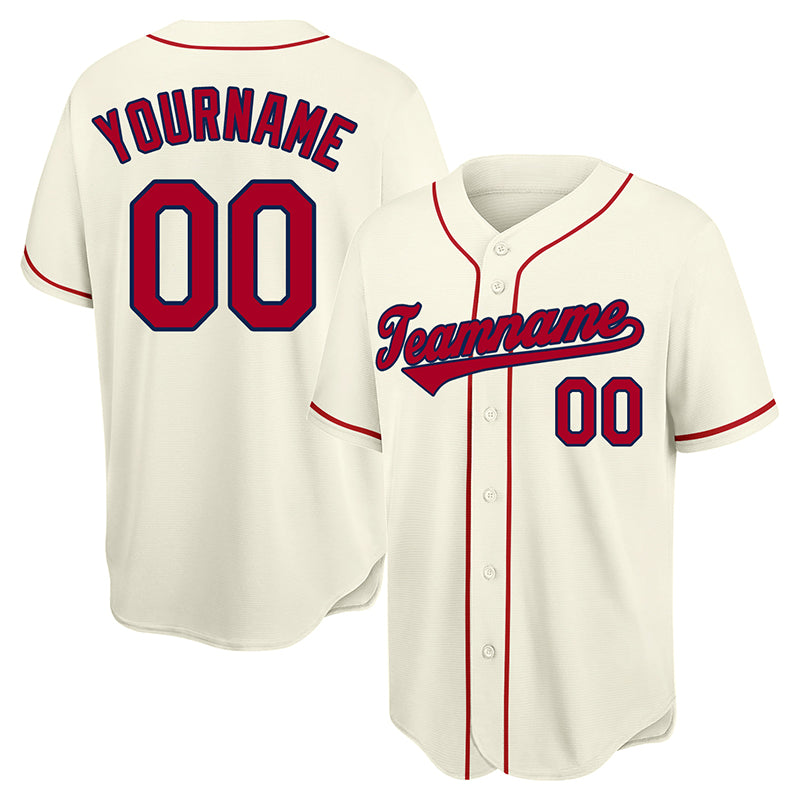 Custom Baseball Jersey Embroidered Your Names and Numbers – Cream/Red -  Blank Jerseys