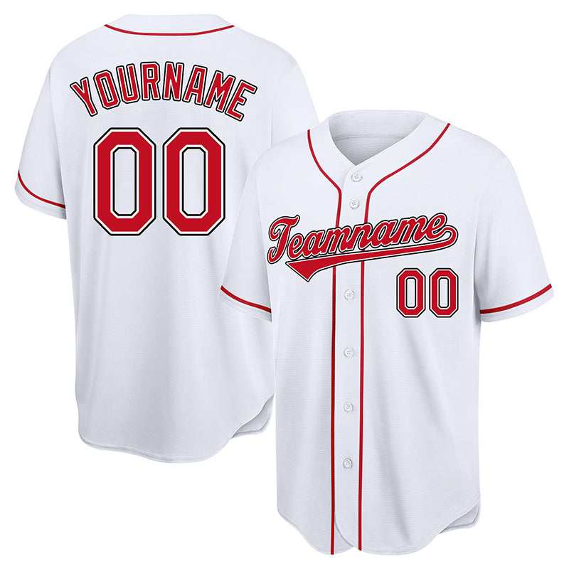 Customized Authentic Baseball Jersey White-Red-Black Mesh – Vients