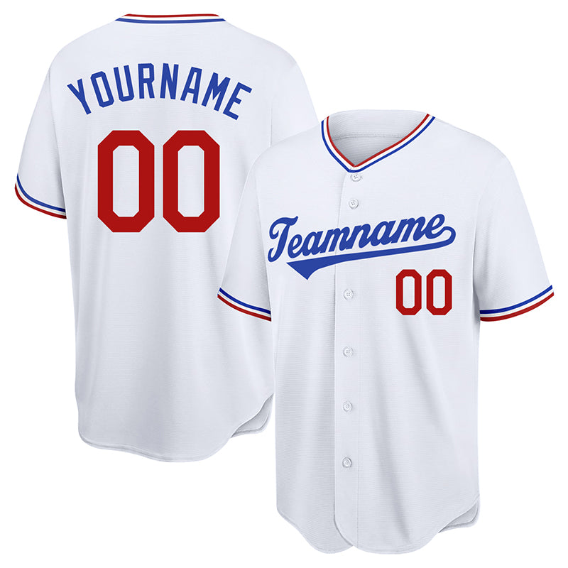 Custom Authentic Baseball Jersey White-Royal-Red Mesh – Vients