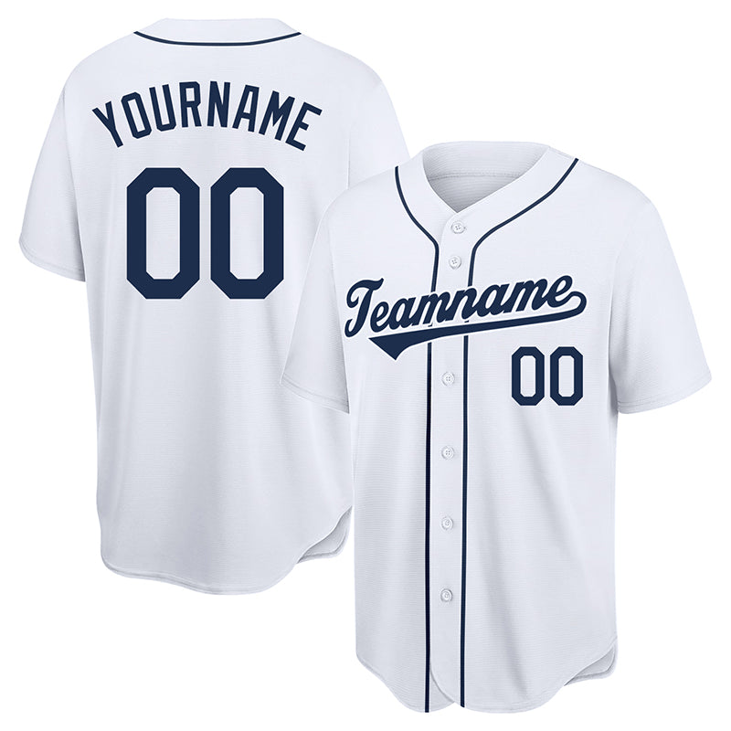 Custom Baseball Jersey Light Blue White-Navy Authentic Men's Size:3XL