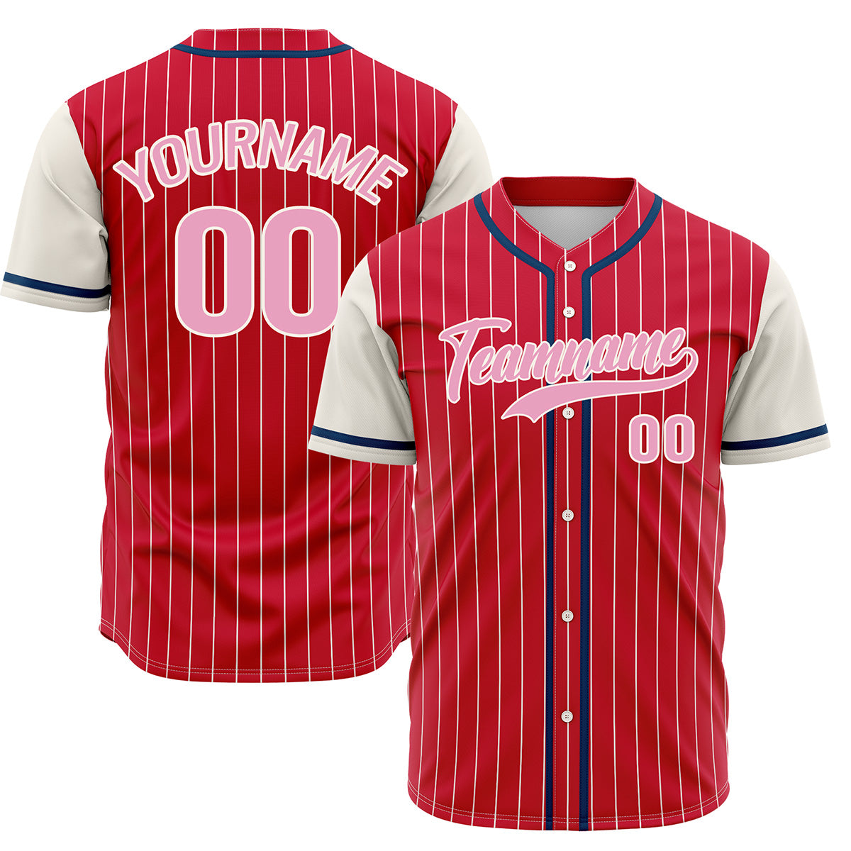 Custom Red&Off White Hip Hop Baseball Jersey Stitched Printed - Personalized Name Number Shirts #BB-0919-0092