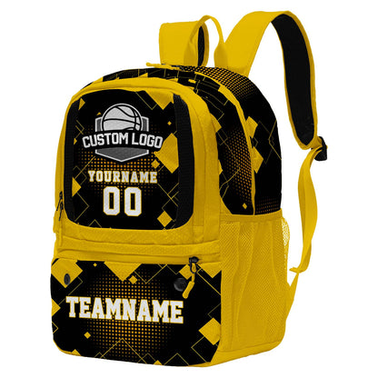 Custom Yellow Basketball Soccer Backpack Personalized Player Names - Numbers & Team Logo #150-BP-0914-0034