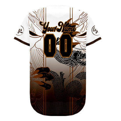 Custom Brown White Baseball Jersey Personalized Gradient Team Uniforms Shirt with Name Number