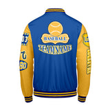 Custom Blue Yellow Letterman Varsity Jacket Personalized Embroidery Printing