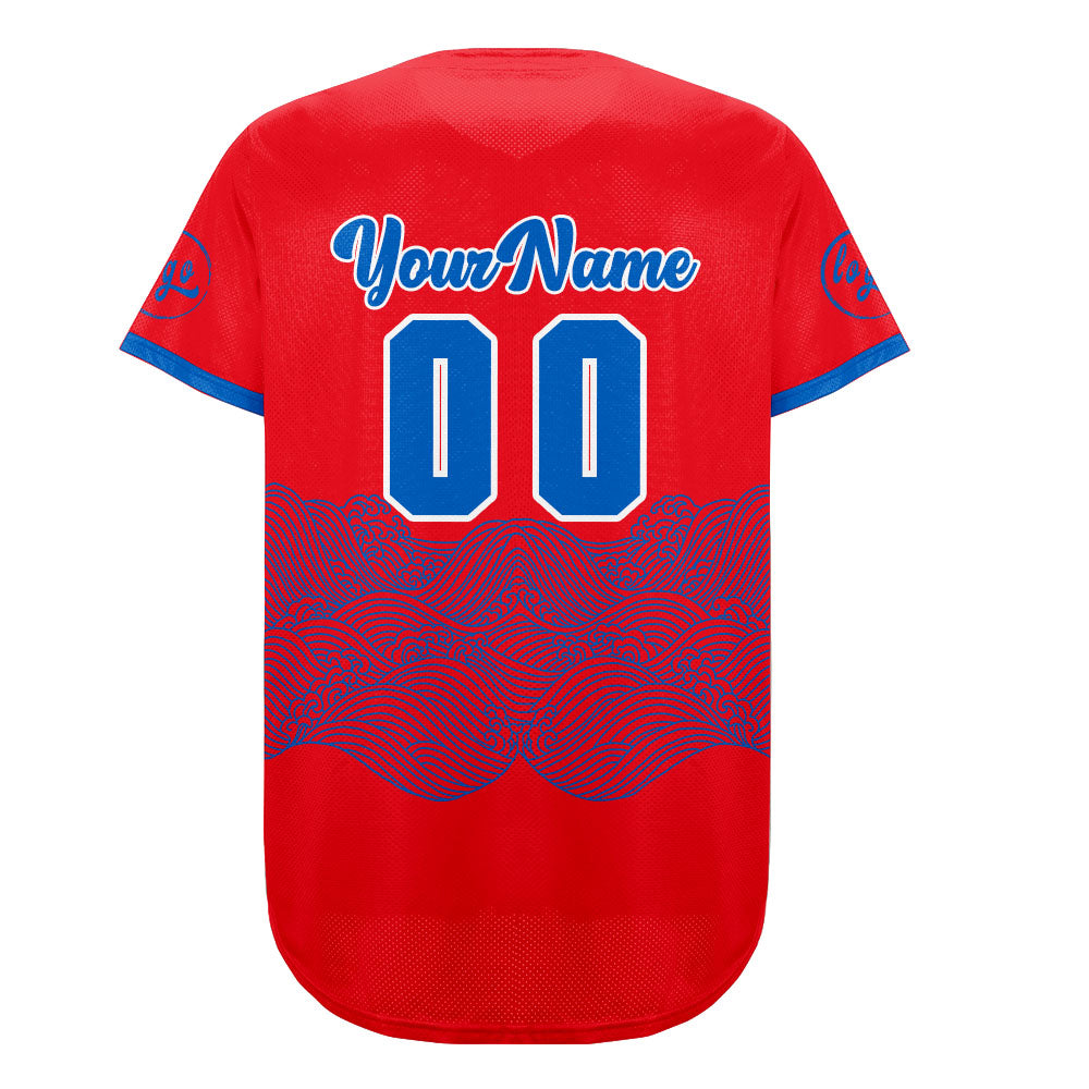 Custom Red Blue Baseball Jersey Personalized Gradient Team Uniforms Shirt with Name Number