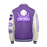 Custom Purple White Letterman Varsity Jacket Personalized Embroidery Printing