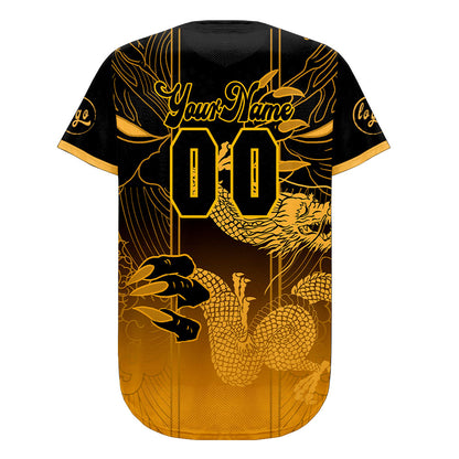 Custom Black Yellow Baseball Jersey Personalized Gradient Team Uniforms Shirt with Name Number