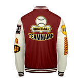Custom Red Yellow Letterman Varsity Jacket Personalized Embroidery Printing