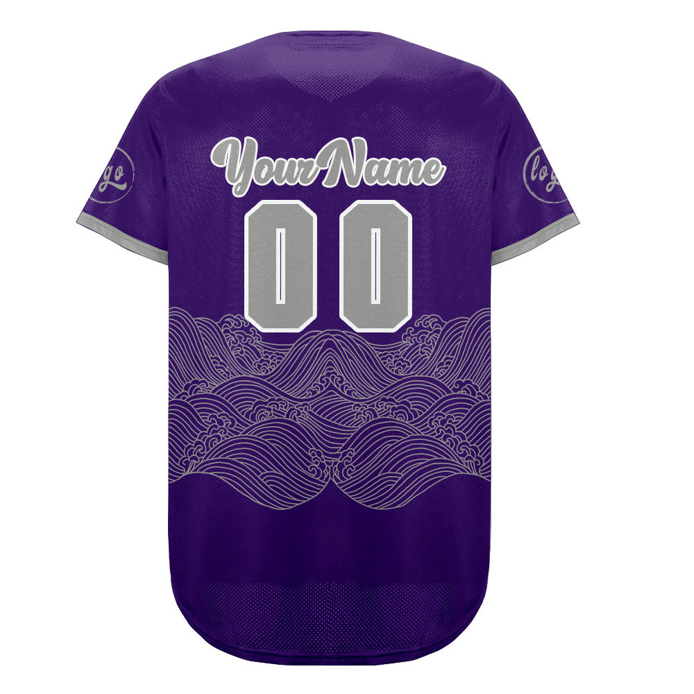 Custom Purple Grey Baseball Jersey Personalized Gradient Team Uniforms Shirt with Name Number
