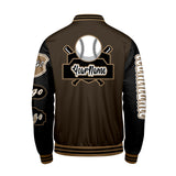 Custom Brown Black Letterman Varsity Jacket Personalized Embroidery Printing