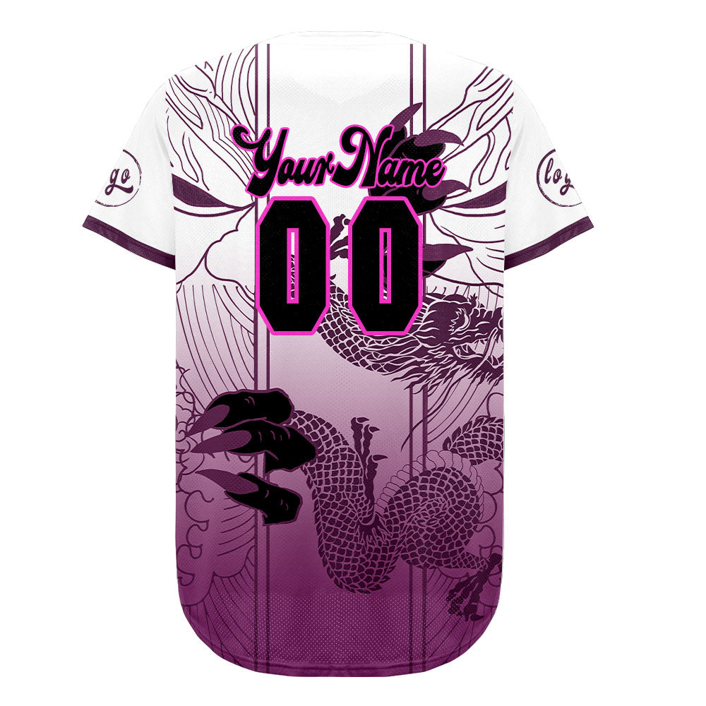 Custom Purple Wihte Baseball Jersey Personalized Gradient Team Uniforms Shirt with Name Number