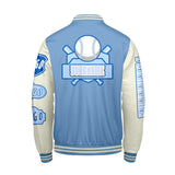 Custom Blue White Letterman Varsity Jacket Personalized Embroidery Printing