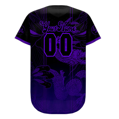 Custom Black Purple Baseball Jersey Personalized Gradient Team Uniforms Shirt with Name Number