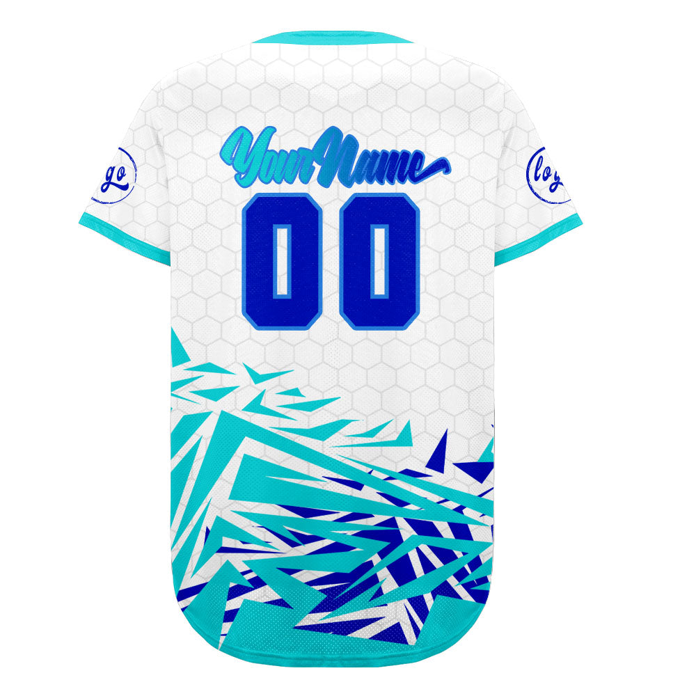 Custom White Cyan Baseball Jersey Personalized Gradient Team Uniforms Shirt with Name Number
