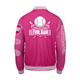 Custom Pink Letterman Varsity Jacket Personalized Embroidery Printing