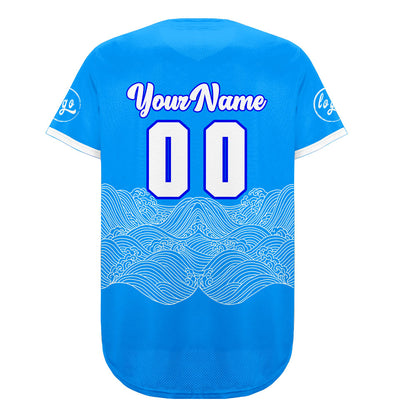 Custom Blue White Baseball Jersey Personalized Gradient Team Uniforms Shirt with Name Number