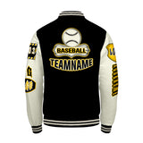 Custom Black Yellow Letterman Varsity Jacket Personalized Embroidery Printing