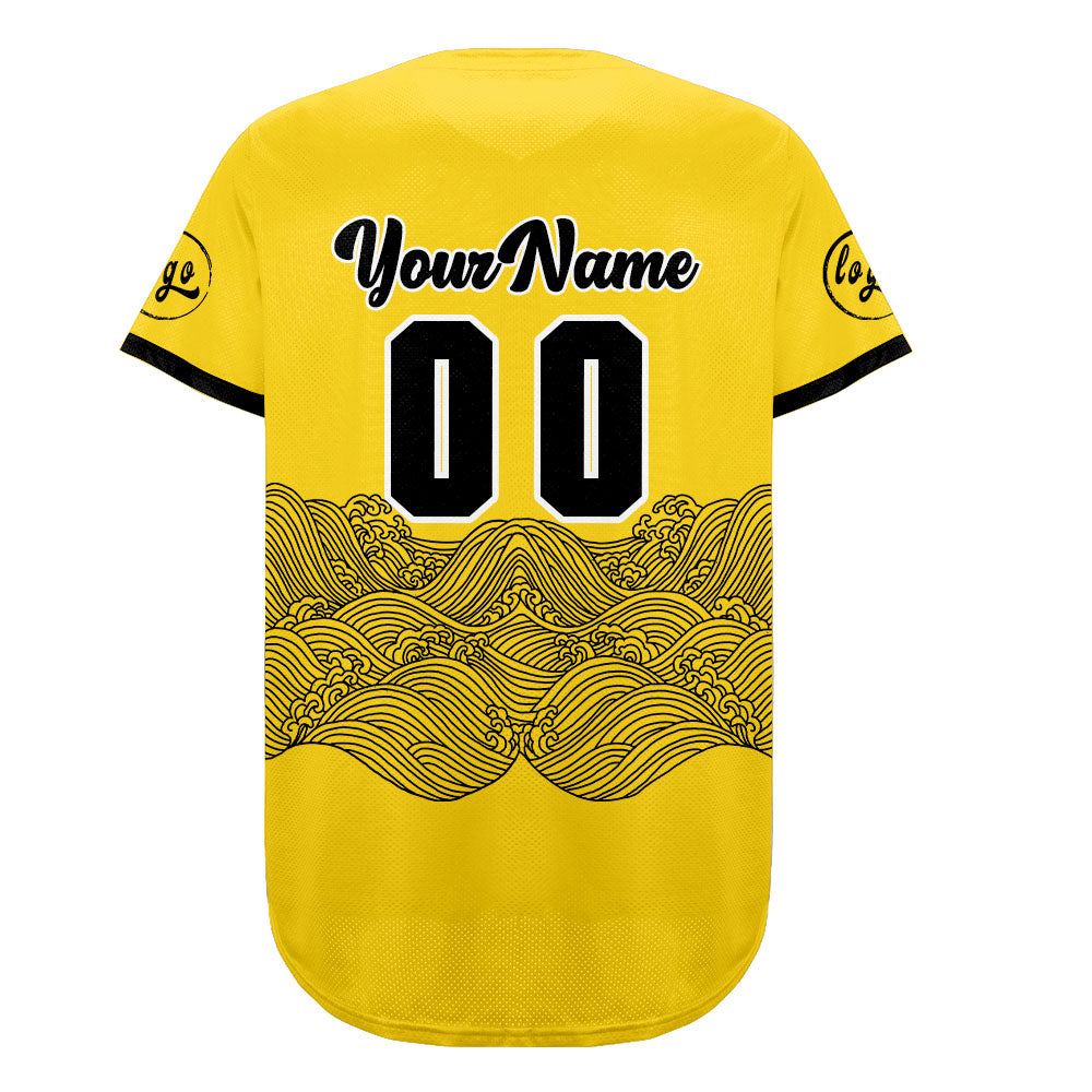 Custom Yellow Black Baseball Jersey Personalized Gradient Team Uniforms Shirt with Name Number