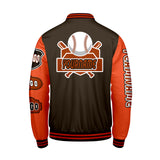 Custom Brown Orange Letterman Varsity Jacket Personalized Embroidery Printing