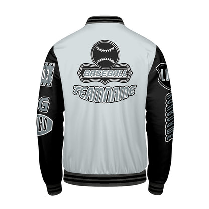 Custom Grey Black Letterman Varsity Jacket Personalized Embroidery Printing
