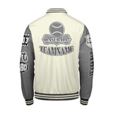 Custom White Grey Letterman Varsity Jacket Personalized Embroidery Printing