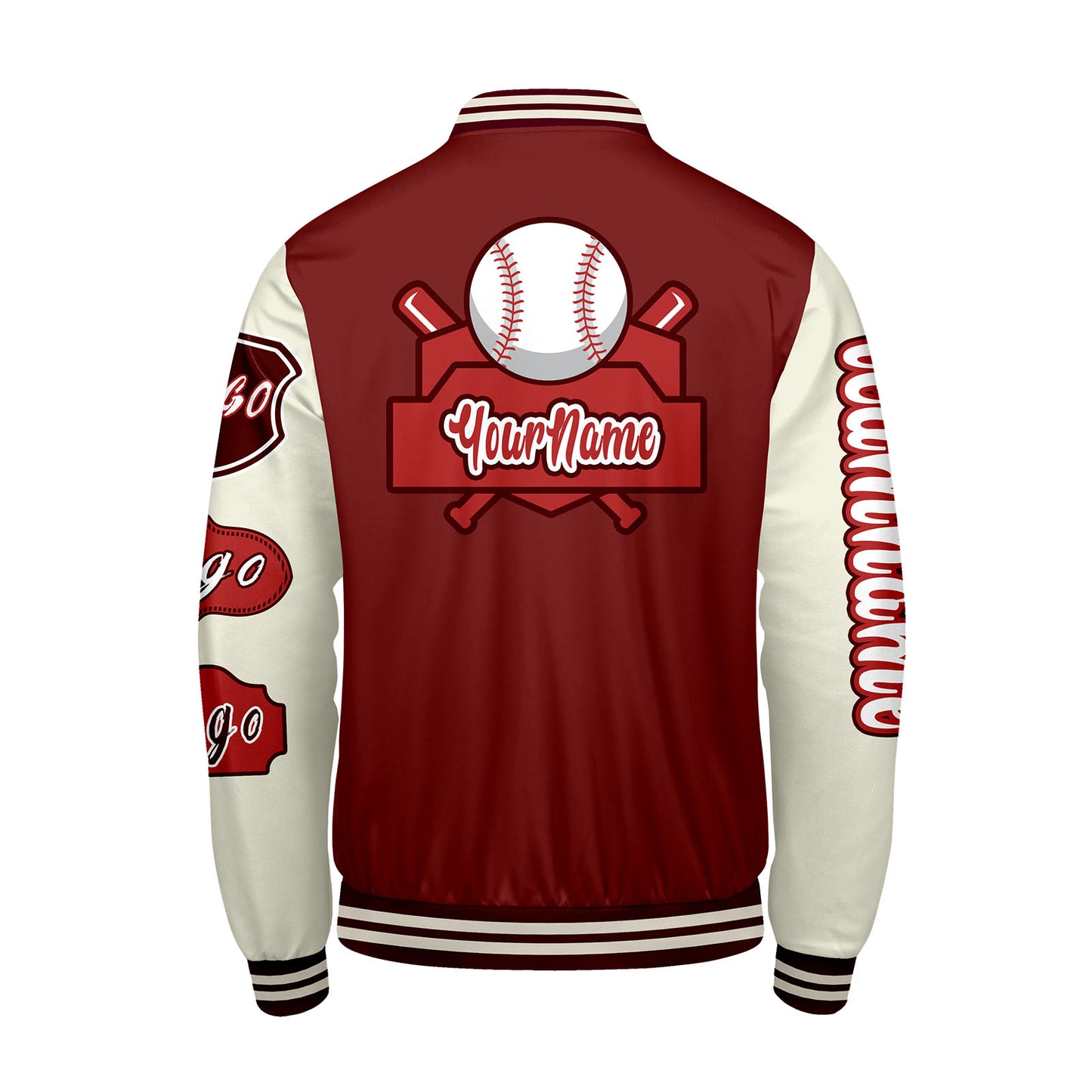 Custom Red White Letterman Varsity Jacket Personalized Embroidery Printing
