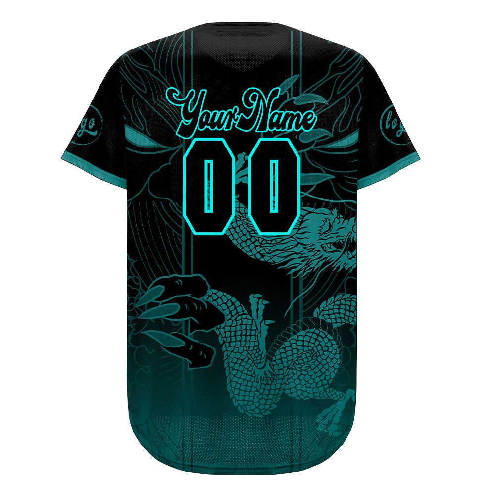 Custom Black Cyan Baseball Jersey Personalized Gradient Team Uniforms Shirt with Name Number