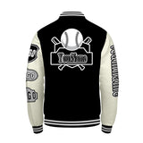 Custom Black White Letterman Varsity Jacket Personalized Embroidery Printing