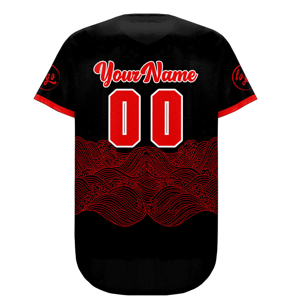 Custom Black Red Baseball Jersey Personalized Gradient Team Uniforms Shirt with Name Number