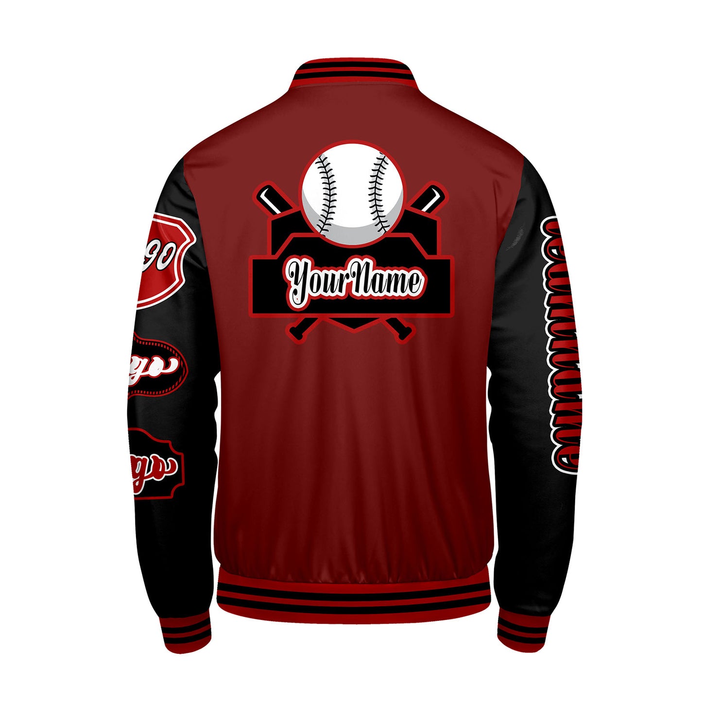 Custom Red Black Letterman Varsity Jacket Personalized Embroidery Printing