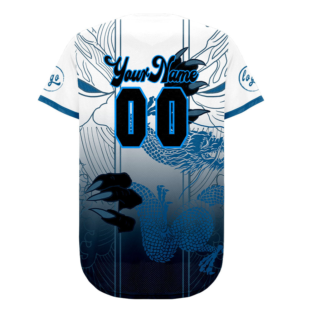 Custom Blue White Baseball Jersey Personalized Gradient Team Uniforms Shirt with Name Number