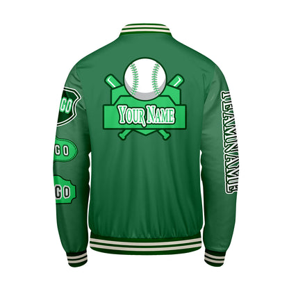 Custom Green Letterman Varsity Jacket Personalized Embroidery Printing