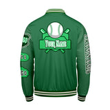 Custom Green Letterman Varsity Jacket Personalized Embroidery Printing